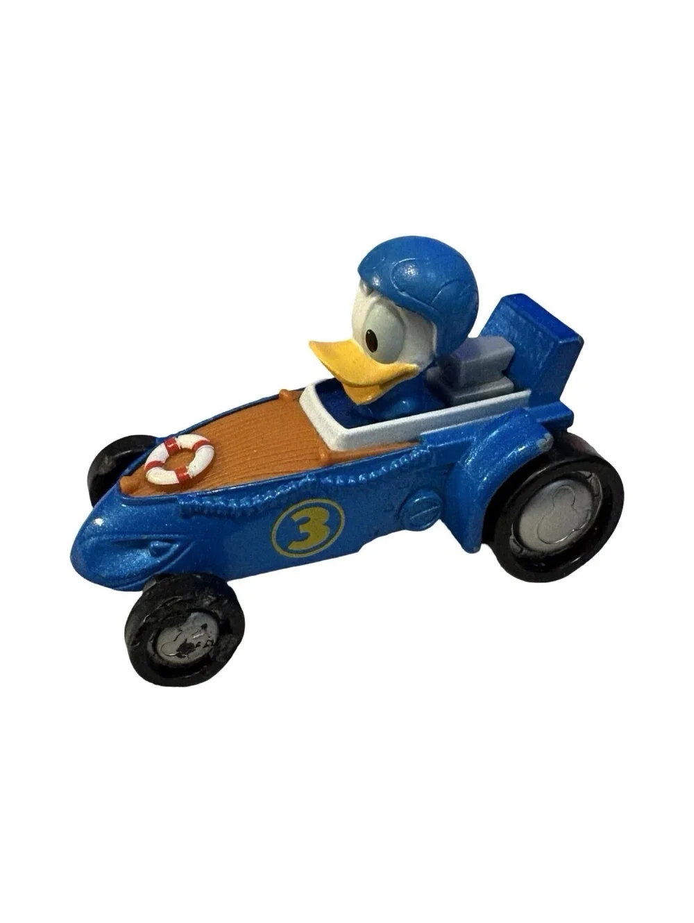 Donald Duck In Blue Racecar Die-cast Disney 3.5” Plastic Toy